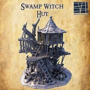Swamp Witch Hut DND, Wargames Tabletop Terrain